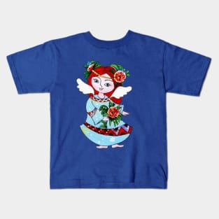 Angel girl with the flower decor Kids T-Shirt